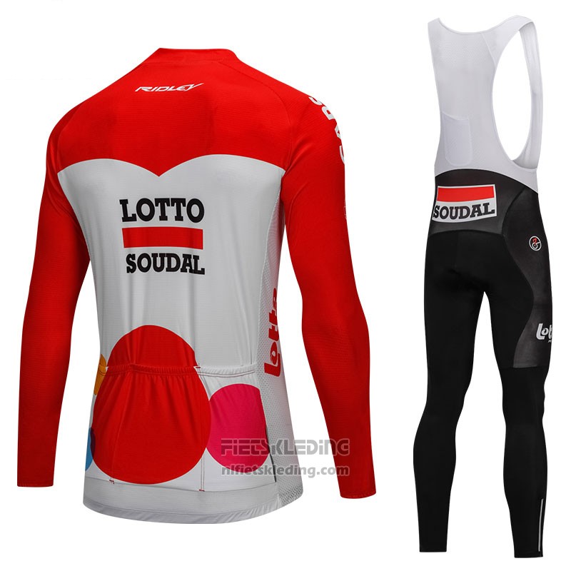 2018 Fietskleding Lotto Soudal Wit en Rood Lange Mouwen en Koersbroek